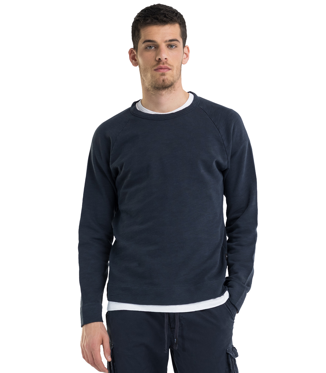 ESSENTIAL ガーメントダイ オーガニックコットン ライトフリース 詳細画像 ディープブルー 1